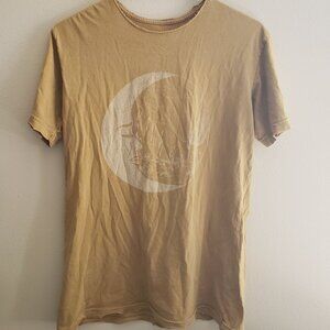 American Highway Mustard Yellow Moon Graphic T-shirt Small